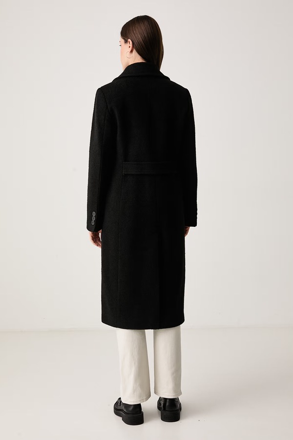 Пальто жіноче з вовною DKNY колір чорний фото 3