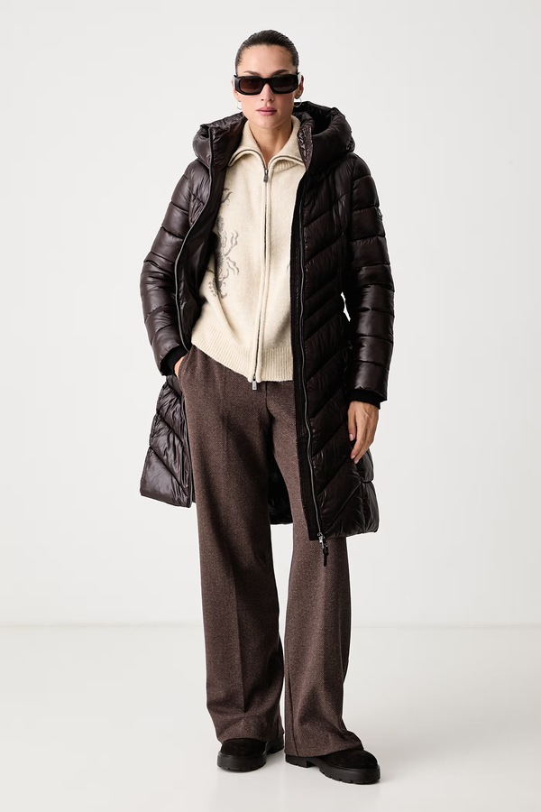 Довга куртка жіноча DKNY колір коричневий фото 2