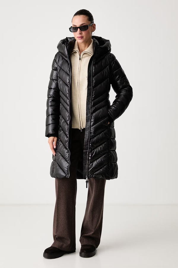 Довга куртка жіноча DKNY колір чорний фото 2