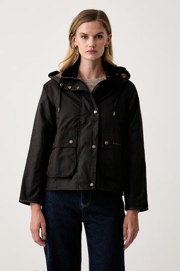 Коротка куртка жіноча бавовняна Barbour Georgette колір коричневий