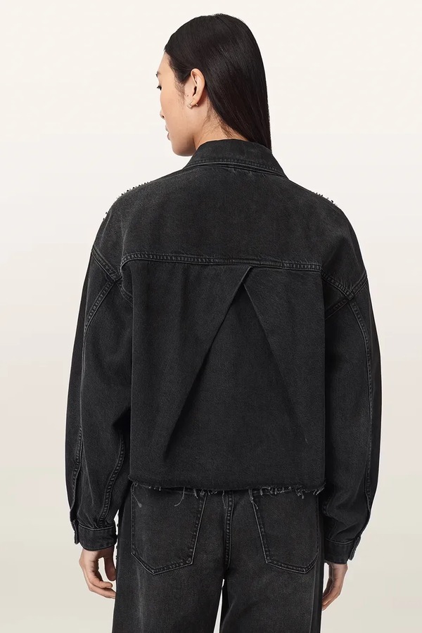 Коротка куртка жіноча джинсова AllSaints NICKY колір чорний