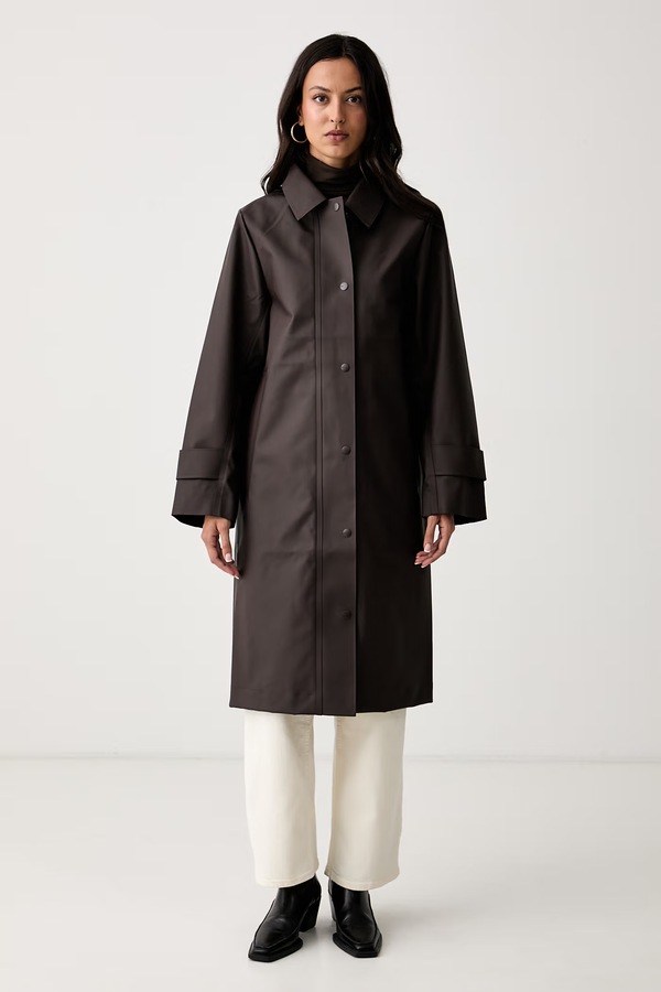 Протидощова куртка Rains Nara W Long Jacket W3 колір коричневий