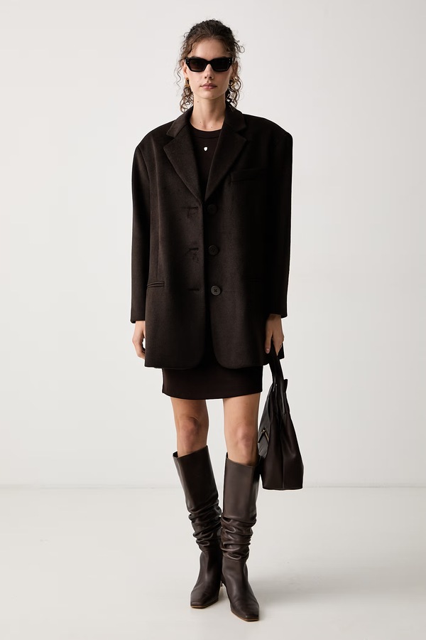 Короткое пальто женское из добавлением шерсти Armani Exchange цвет коричневый