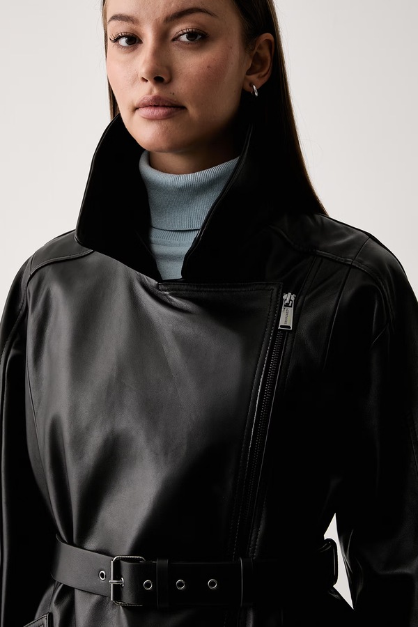 Куртка жіноча шкіряна Trussardi колір чорний фото 4