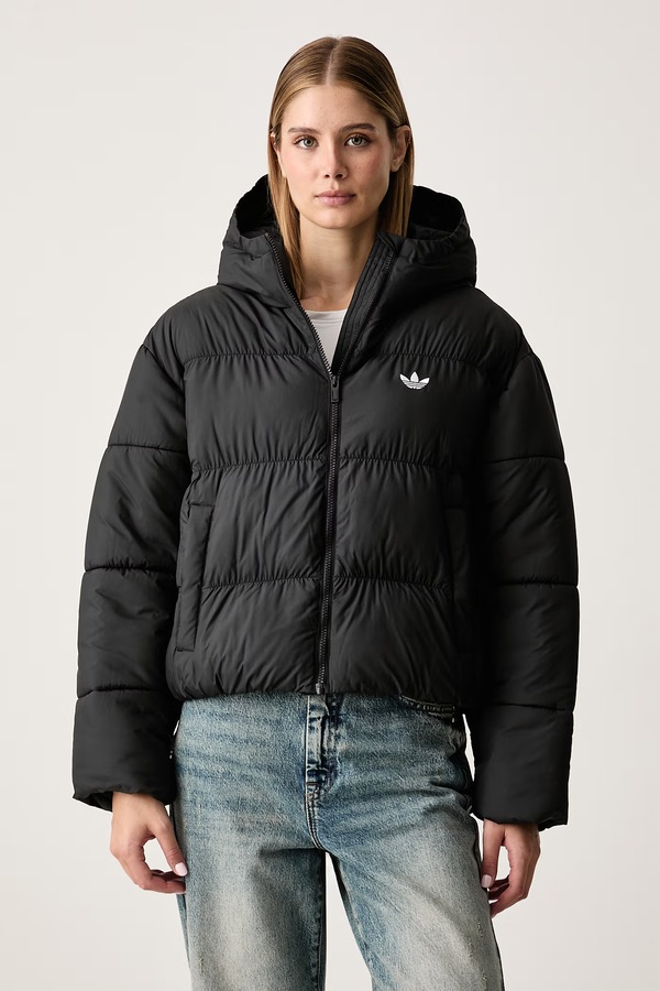 Стеганая куртка женская adidas Originals Hooded Padded цвет черный