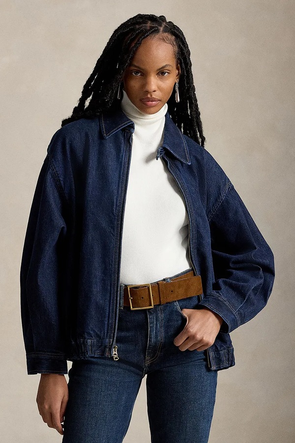 Коротка куртка жіноча бавовняна Polo Ralph Lauren колір темно-синій
