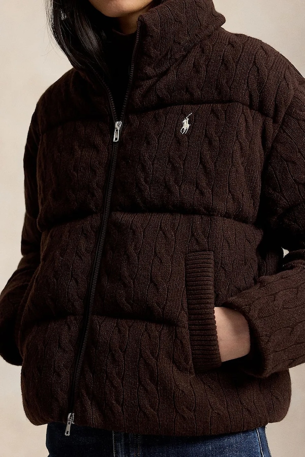 Стьобана куртка жіноча з вовною Polo Ralph Lauren колір коричневий фото 4