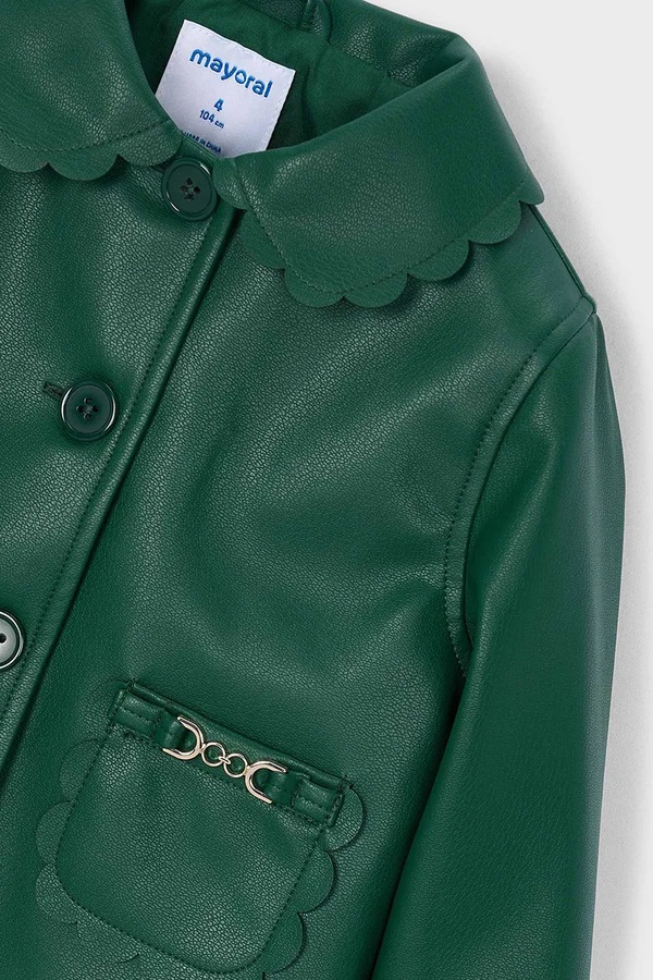 Коротка куртка дитяча з імітації шкіри Mayoral колір зелений фото 3