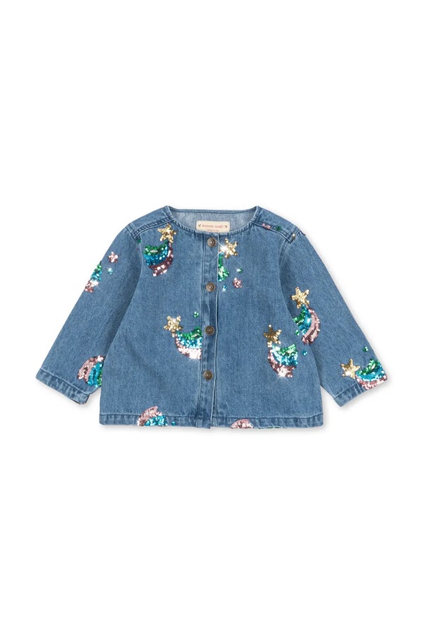 Джинсова куртка дитяча бавовняна Konges Sløjd MAGOT SEQUIN DENIM JACKET GOTS колір блакитний