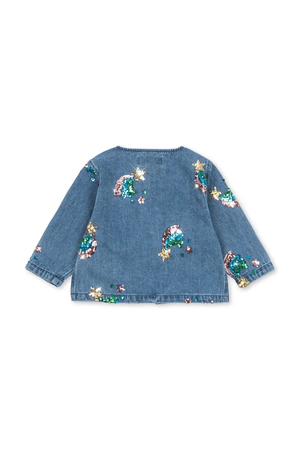 Джинсова куртка дитяча бавовняна Konges Sløjd MAGOT SEQUIN DENIM JACKET GOTS колір блакитний