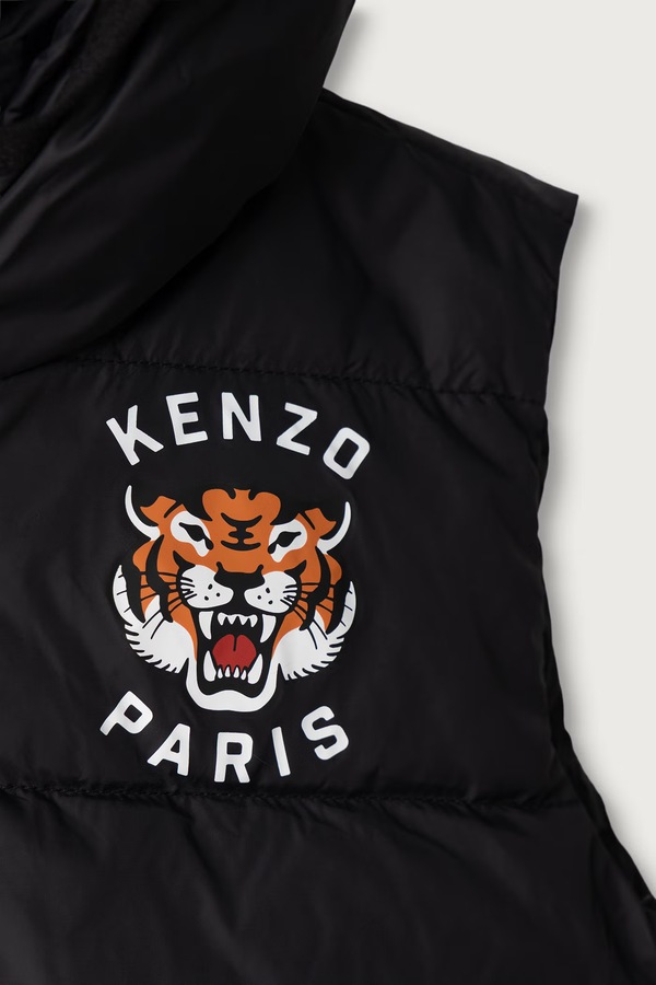 Пухова безрукавка дитяча Kenzo Kids колір чорний фото 3