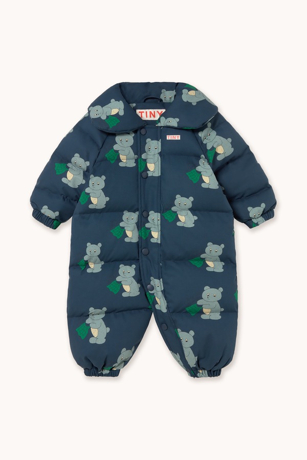 Комбінезон для немовлят з бавовною Tinycottons BEARS PADDED OVERALL колір темно-синій