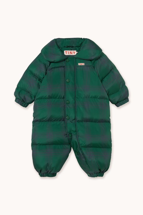 Комбінезон для немовлят Tinycottons GREEN CHECK PADDED OVERALL колір зелений