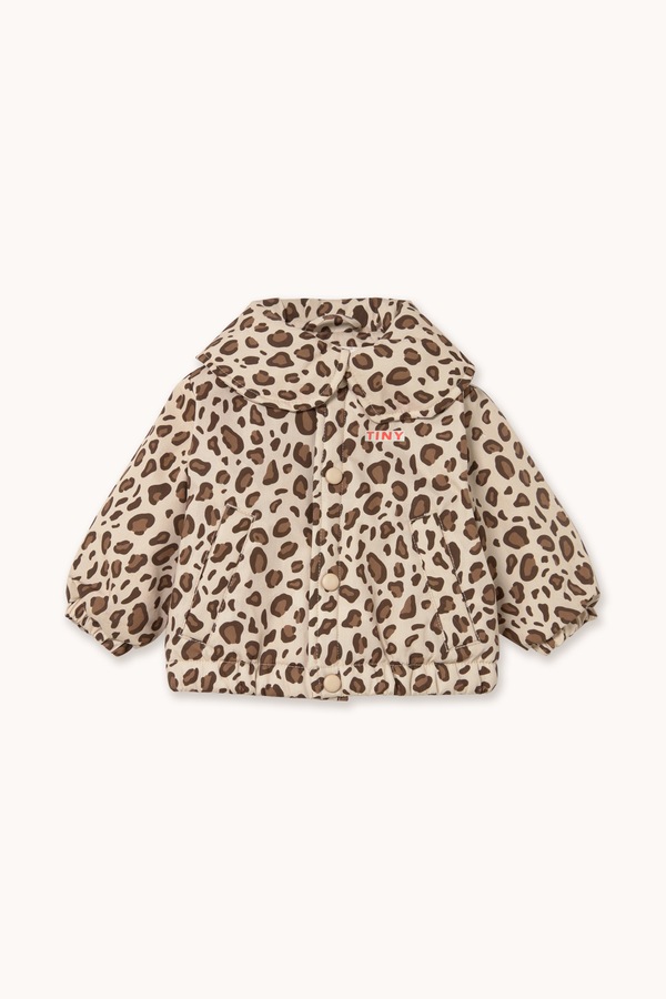 Куртка для немовлят з бавовною Tinycottons ANIMAL PRINT BABY PADDED JACKET колір бежевий