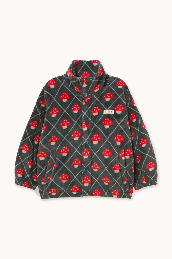 Кофта на застібці дитяча флісова Tinycottons MUSHROOMS POLAR JACKET колір темно-синій