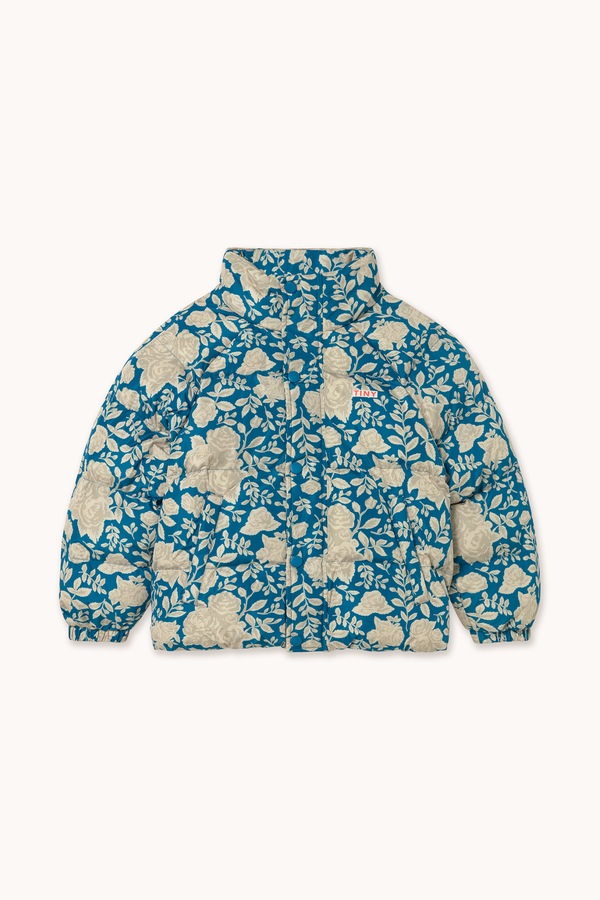 Стьобана куртка дитяча Tinycottons WHITE ROSES SHORT PADDED JACKET колір блакитний фото 2