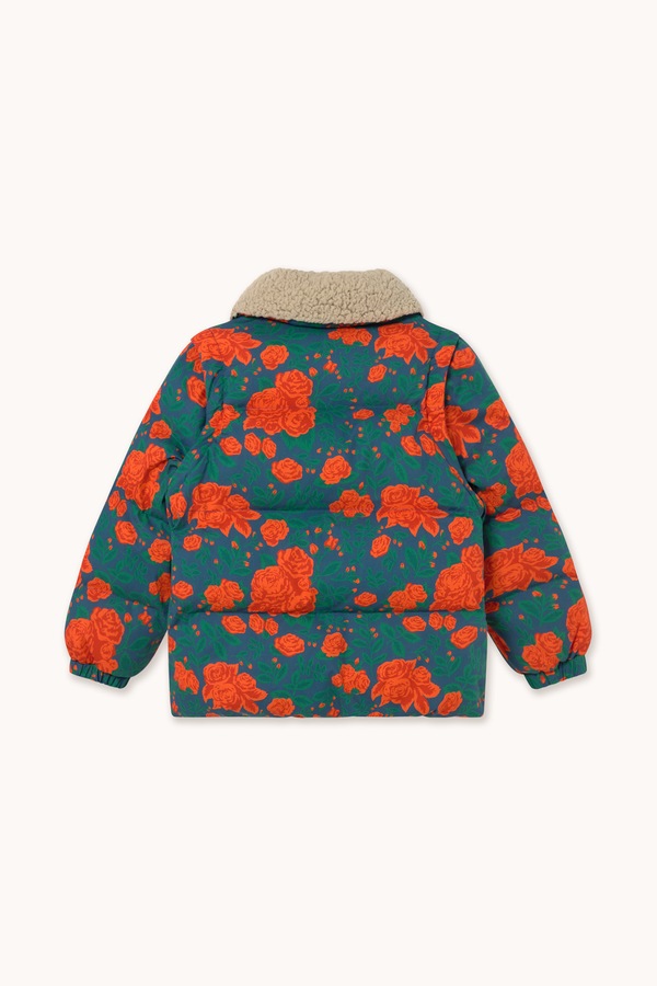 Стьобана куртка дитяча з бавовною Tinycottons ROSES SHORT PADDED JACKET колір бірюзовий фото 3