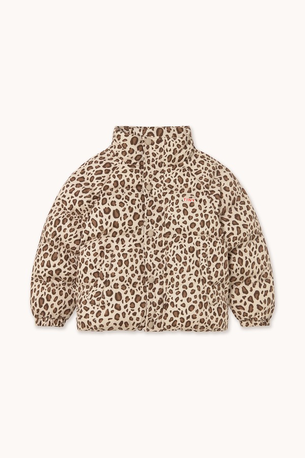 Стьобана куртка дитяча з бавовною Tinycottons ANIMAL PRINT SHORT PADDED JACKET колір коричневий фото 2