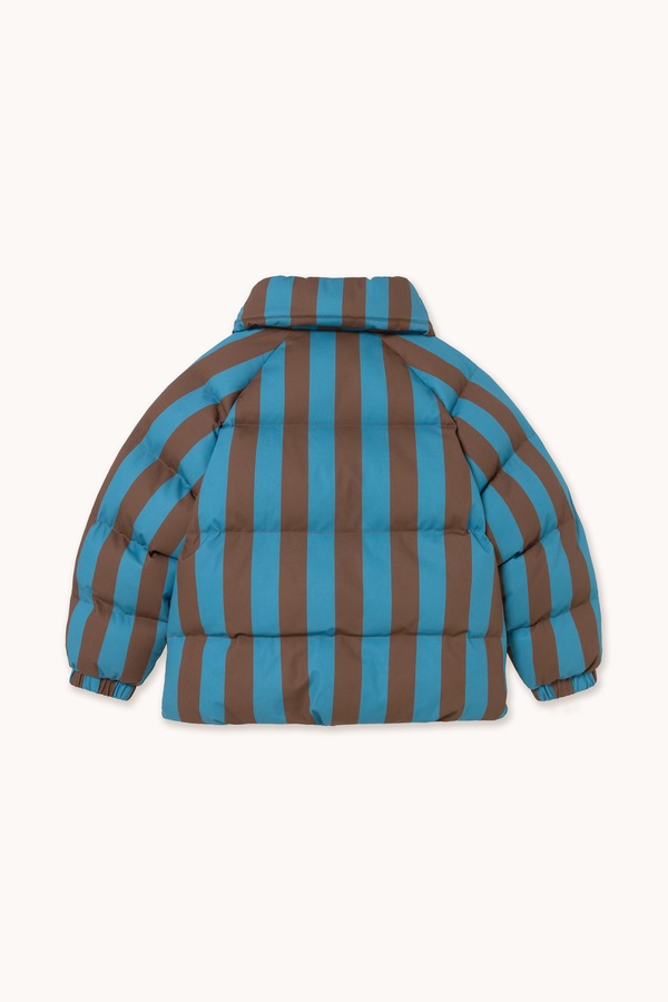Стьобана куртка дитяча бавовняна Tinycottons BLUE-CACAO STRIPES SHORT PADDED JACKET колір блакитний фото 3