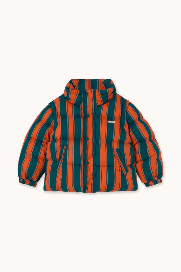 Стьобана куртка дитяча бавовняна Tinycottons RETRO STRIPES SHORT PADDED JACKET колір червоний фото 2