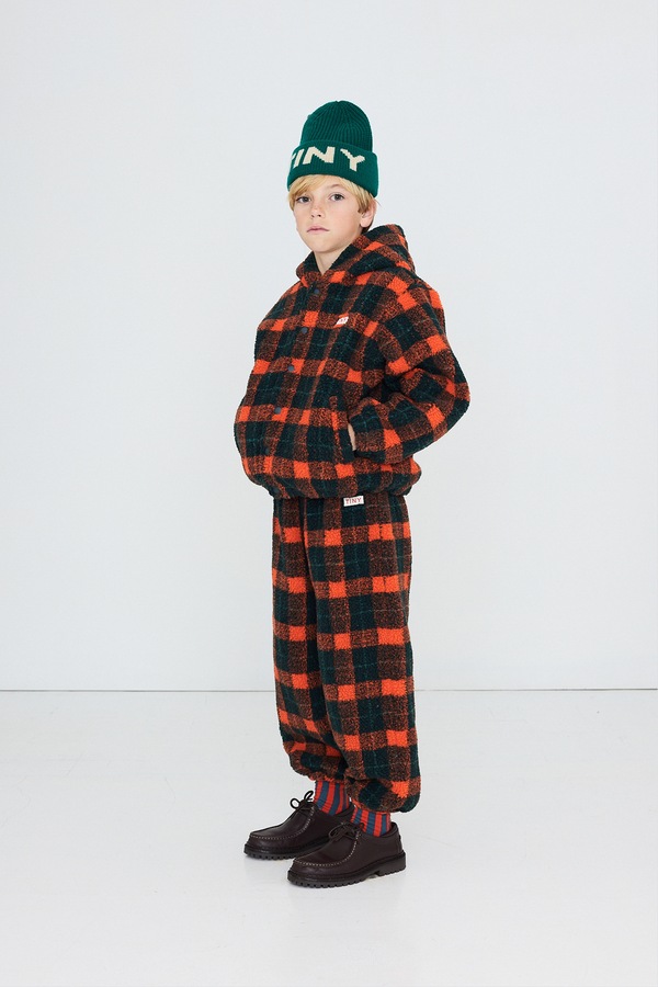 Кофта на застібці з капюшоном дитяча флісова Tinycottons RED CHECK SHERPA HOODIE колір червоний
