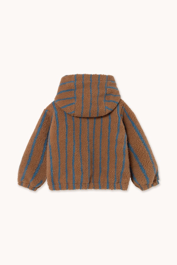 Кофта на застібці з капюшоном дитяча флісова Tinycottons LINES SHERPA HOODIE колір коричневий фото 3