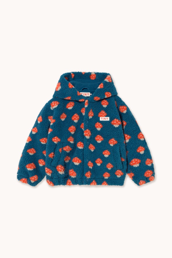 Кофта на застібці з капюшоном дитяча флісова Tinycottons TINY MUSHROOMS SHERPA HOODIE колір темно-синій фото 2