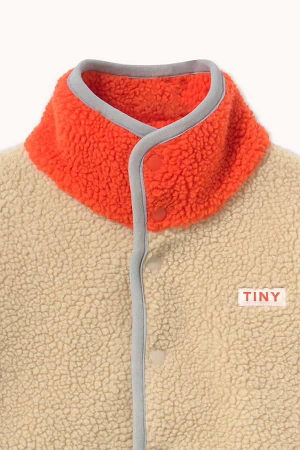 Кофта на застібці дитяча флісова Tinycottons COLOR BLOCK SHERPA JACKET колір бежевий фото 3