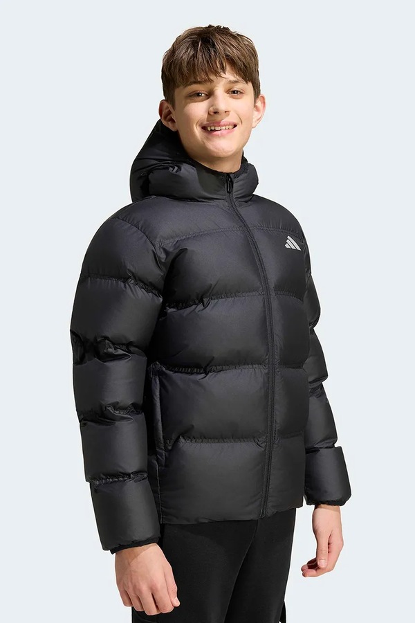 Стьобана куртка дитяча adidas колір чорний фото 3