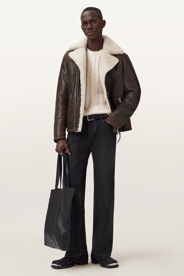 Дублянка чоловіча шкіряна AllSaints XYLON колір коричневий фото 3