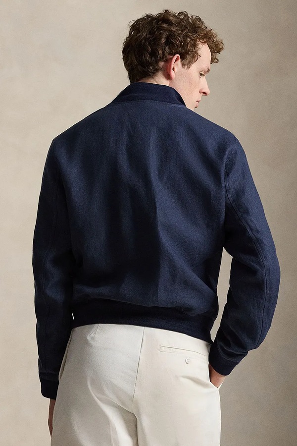 Коротка куртка чоловіча лляна Polo Ralph Lauren колір темно-синій