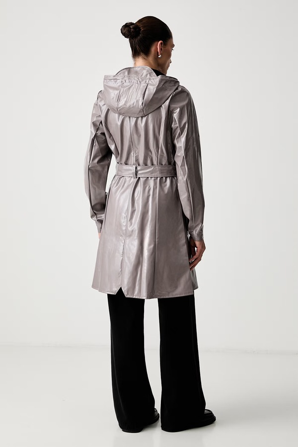 Демисезонная куртка Rains Curve Long Jacket W3 цвет коричневый фото 2