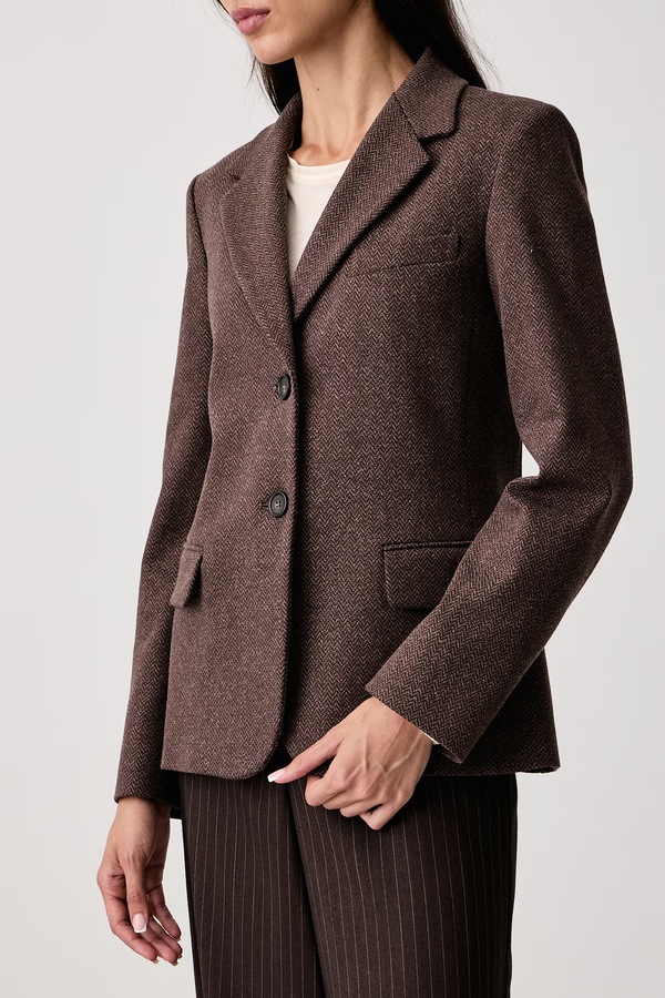 Піджак жіночий з додаванням вовни Weekend Max Mara WKDFEROCE колір коричневий фото 4