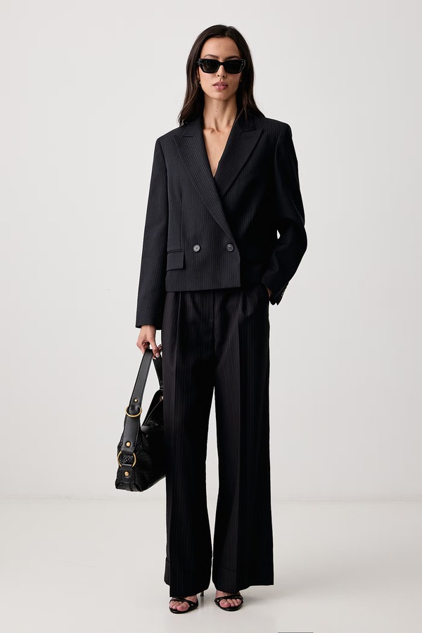 Двубортный пиджак женский с шерстью Weekend Max Mara WKDCANAPA цвет темно-синий