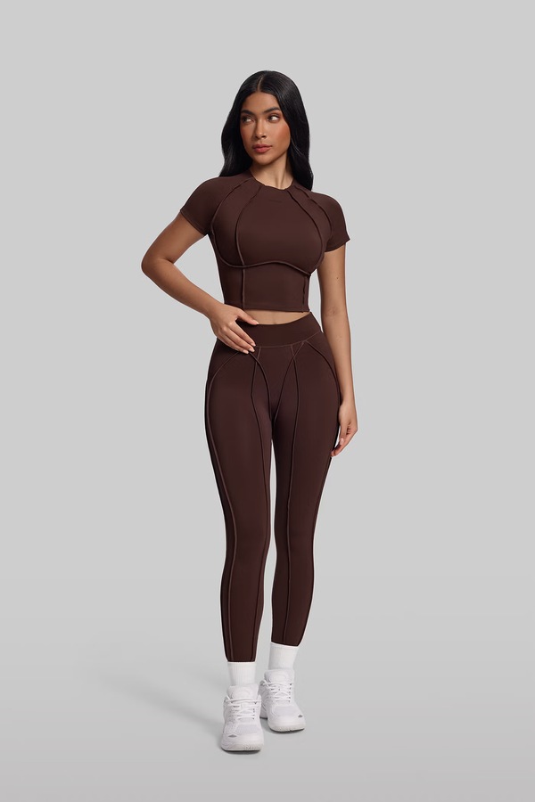 Спортивні легінси жіночі BetterMe Contour Stitch колір коричневий