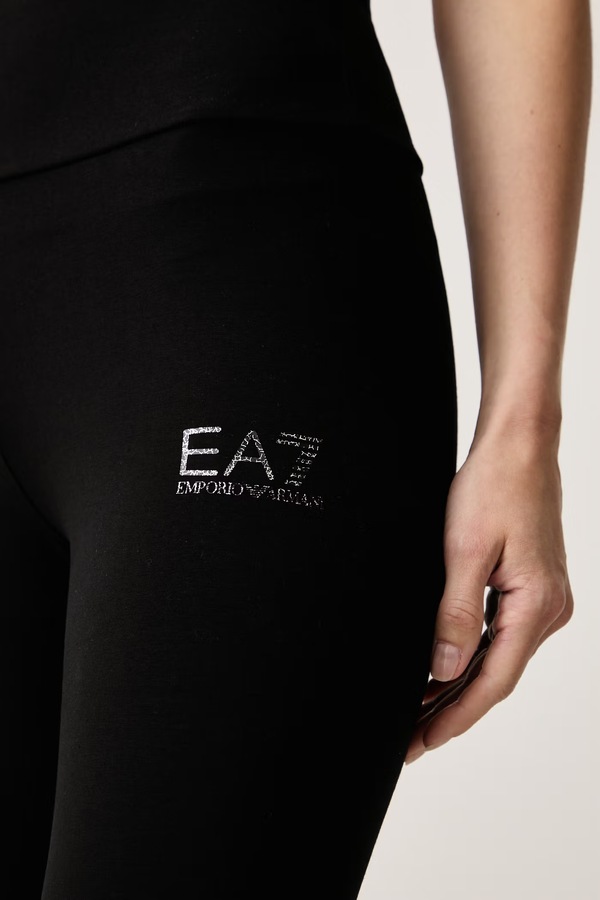 Легінси жіночі з бавовною EA7 Emporio Armani колір чорний фото 4