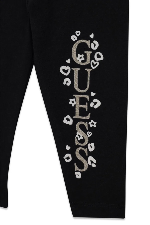 Легінси дитячі бавовняні з еластаном Guess колір чорний фото 4