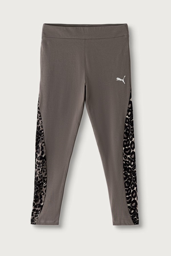 Леггинсы детские хлопковые с эластаном Puma ANIMAL 7/8 Leggings G цвет коричневый
