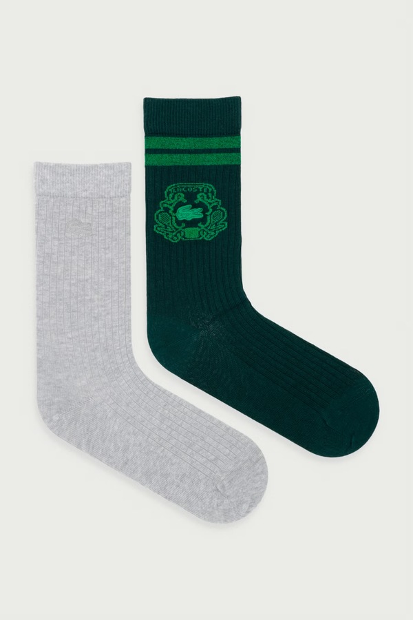 Шкарпетки з бавовною 2 шт. Lacoste колір зелений