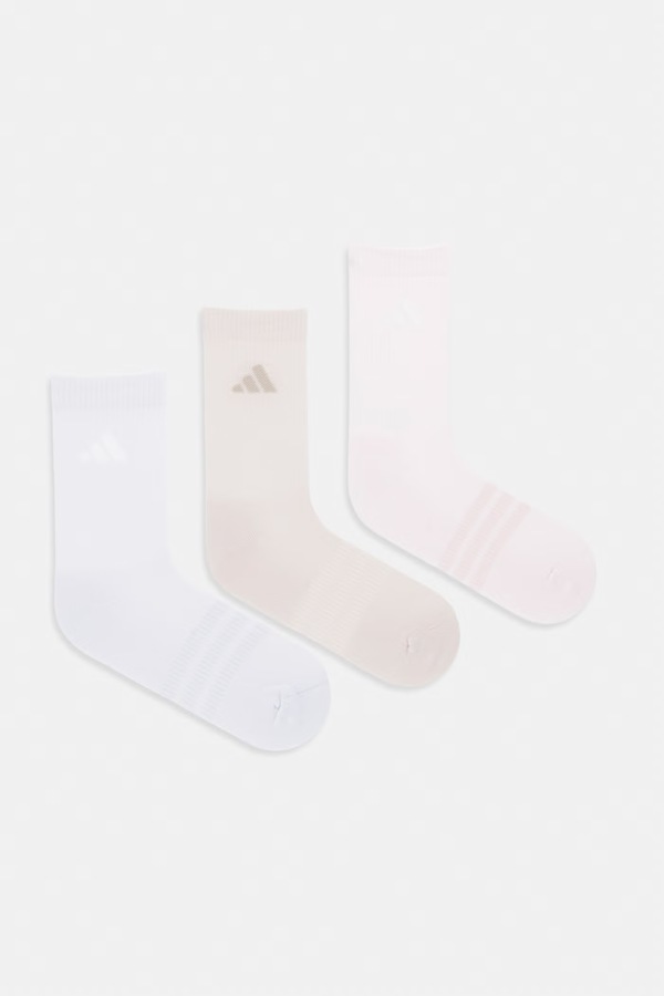 Шкарпетки з бавовною 3 шт. adidas колір бежевий фото 2