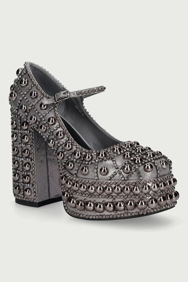 Туфлі-човники Koi Footwear Basset Hand Studded Platform Heel Grey колір сірий