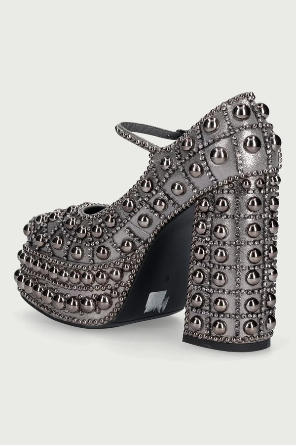 Туфлі-човники Koi Footwear Basset Hand Studded Platform Heel Grey колір сірий фото 3