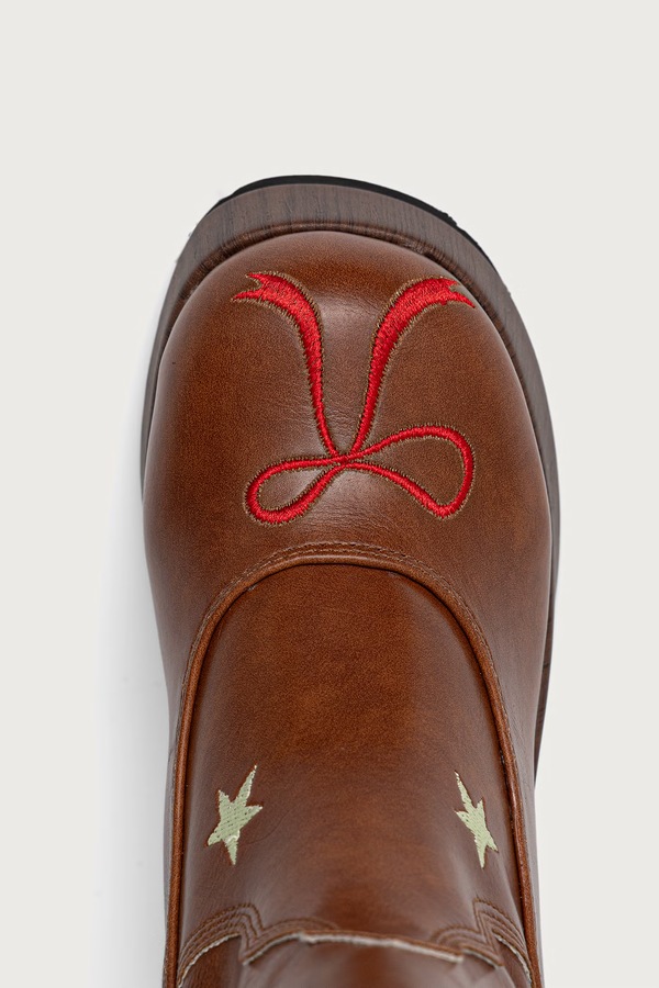Чоботи на платформі жіночі Koi Footwear Jettison Chunky Cowboy Boots колір коричневий фото 4