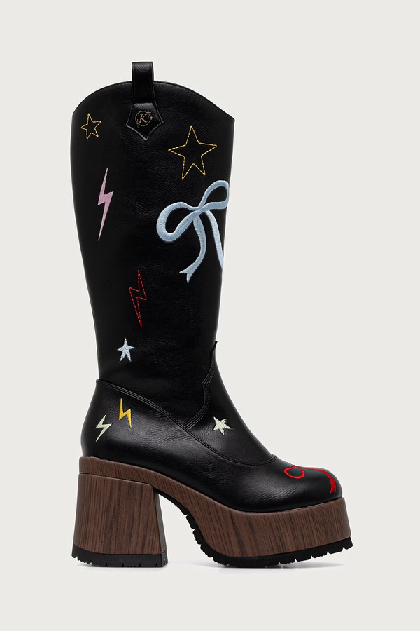 Сапоги на платформе женские Koi Footwear Jettison Chunky Cowboy Boots цвет черный