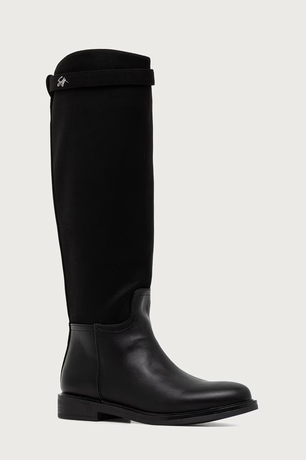 Чоботи на пласкому підборі жіночі Steve Madden Stryke колір чорний