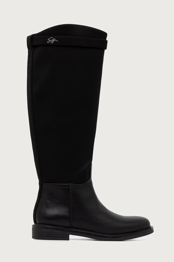 Чоботи на пласкому підборі жіночі Steve Madden Stryke колір чорний