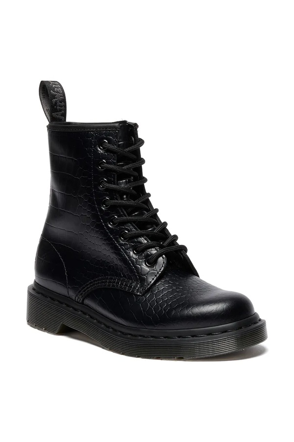 Ботильоны женские кожаные Dr. Martens 1460 Croco цвет черный