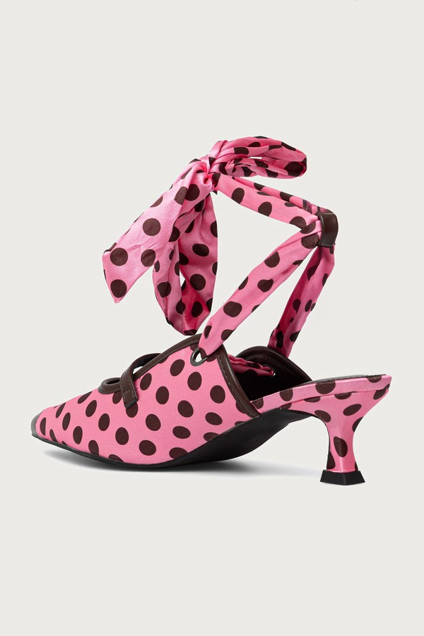 Взуття на шпильці з відкритою п'ятою Koi Footwear Polka Dot Kitten Heels колір рожевий фото 2