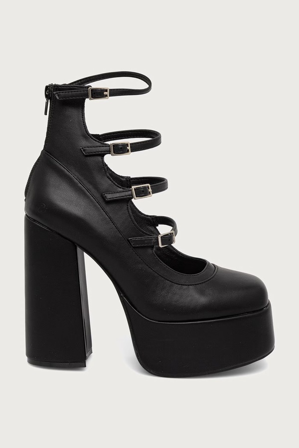 Туфлі-човники на каблуку Koi Footwear Gurren Strappy Platform колір чорний