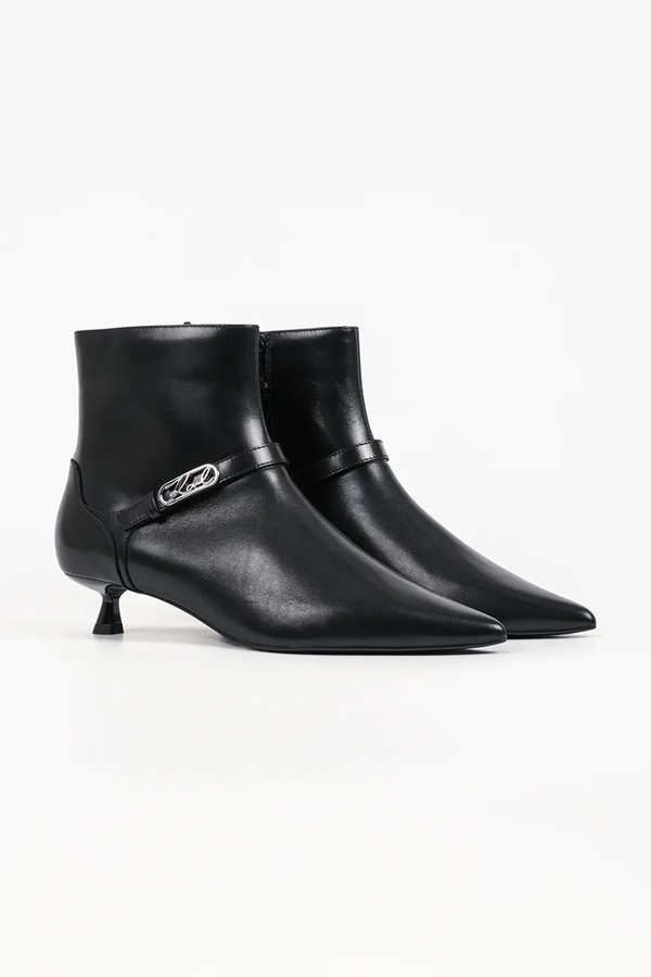 Ботильоны на низком каблуке женские кожаные Karl Lagerfeld Pasha цвет черный